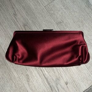 Like new Tiffany & Co. Holly satin maroon clutch